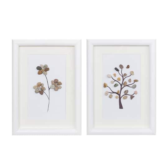 Framed Tree & Floral Pebble Art Set By Melrose | 10.25" x 14.25" | Michaels®